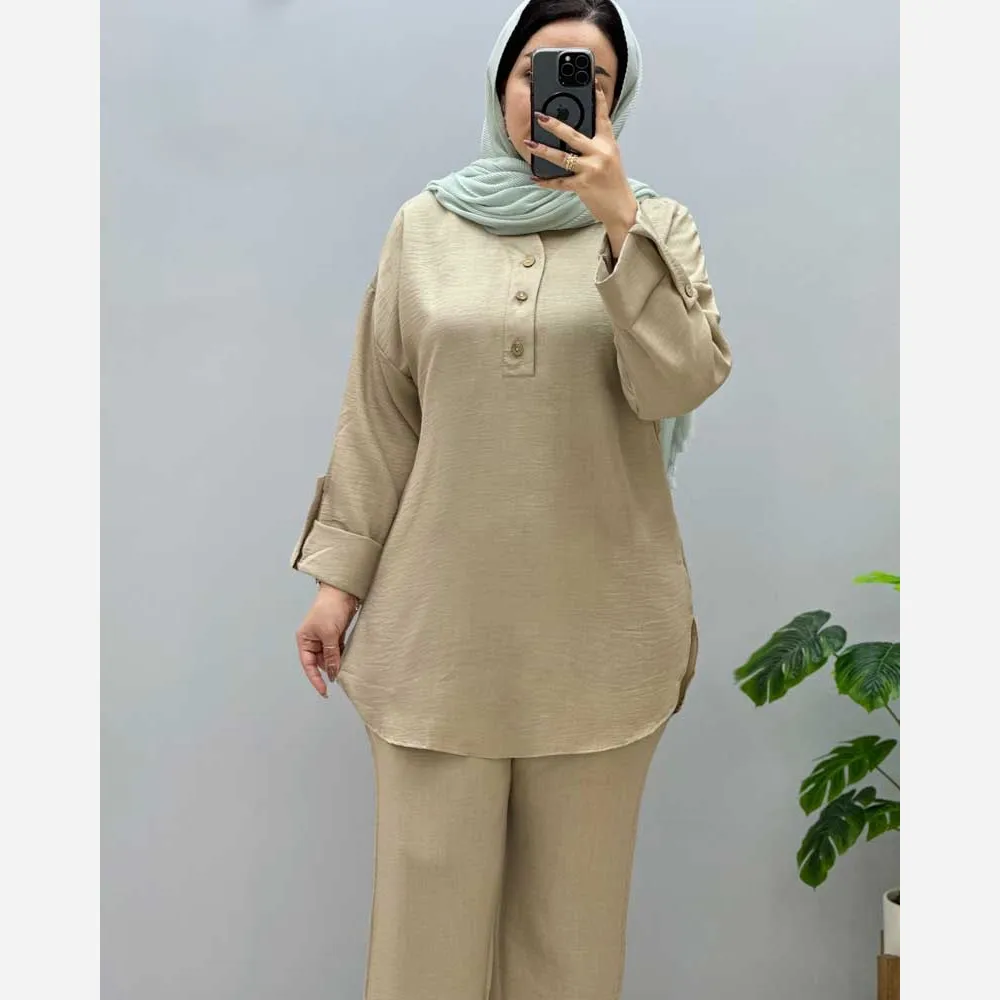 ست تونیک و شلوار زنانه مدل سلیمه جنس شانتون صوفیا سایز فری سایز