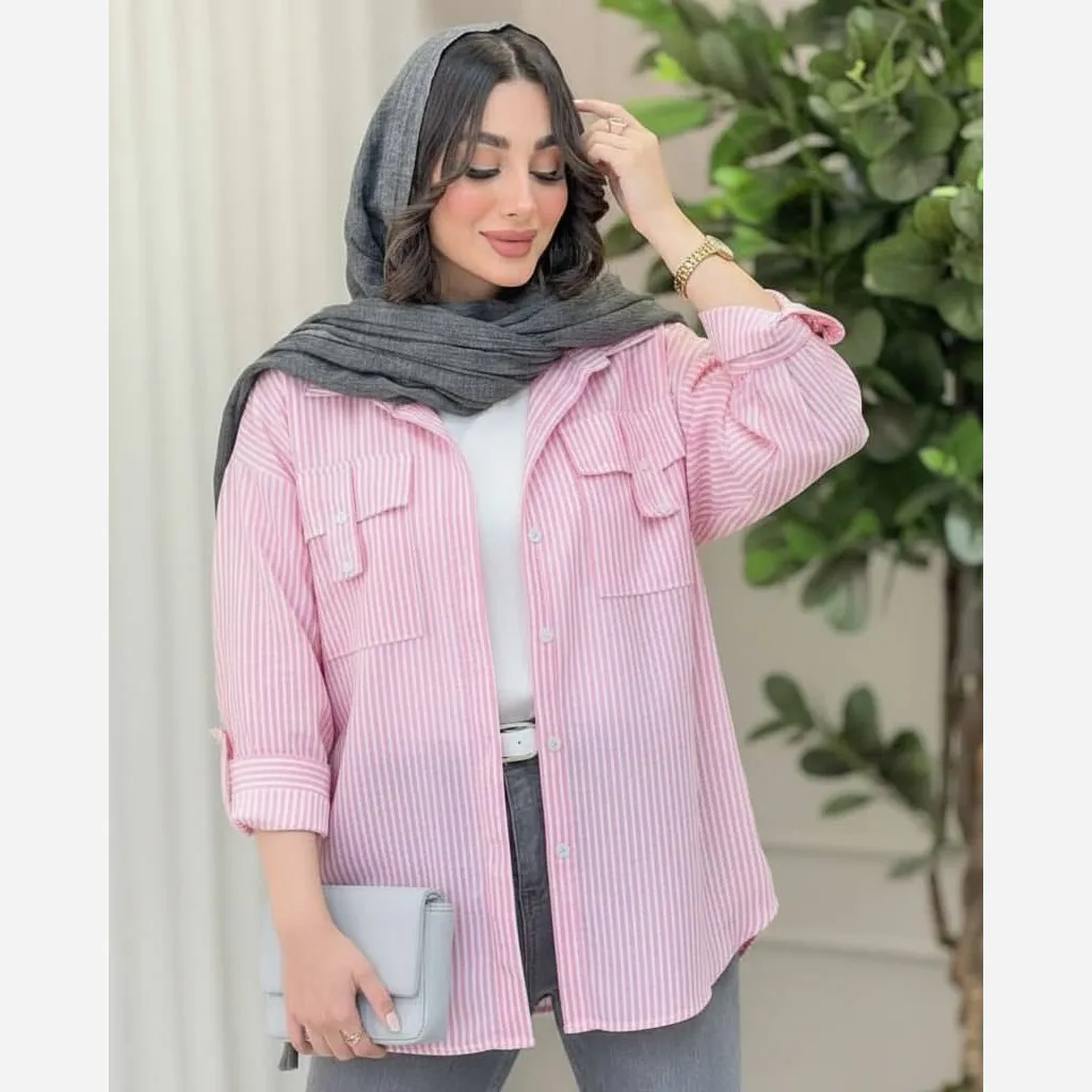 شومیز زنانه جیب صلیبی مدل کتایون جنس نخ داکرون فری سایز