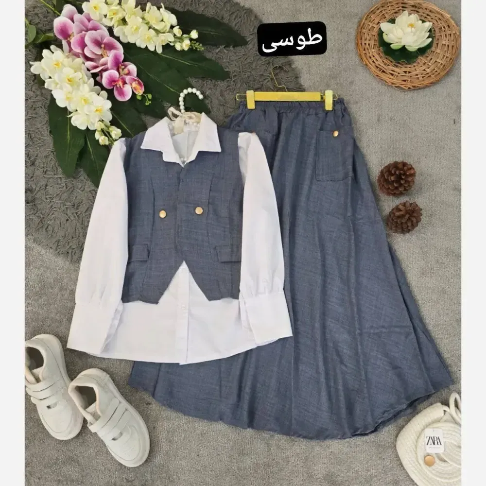 ست سه تیکه زنانه مدل ژینا جنس شانتون فری سایز 36 تا 46