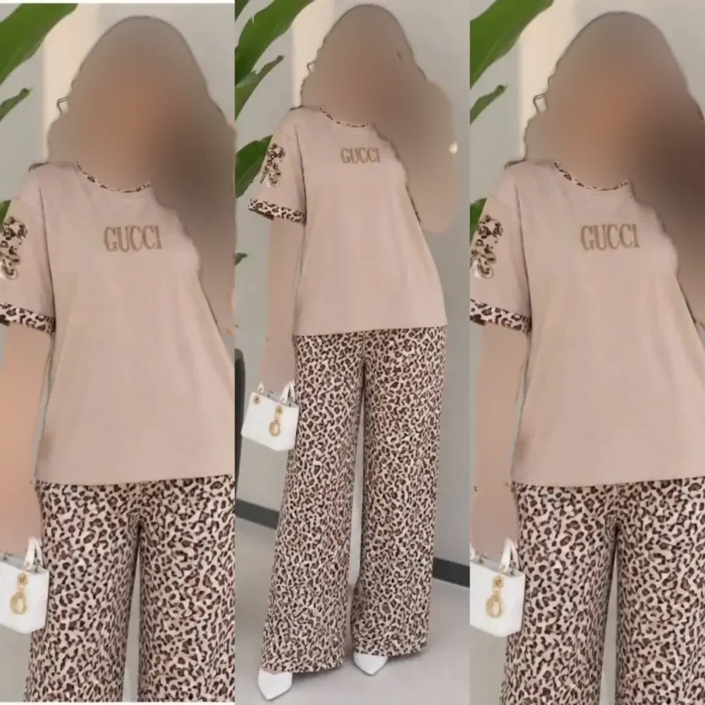 ست تیشرت و شلوار زنانه مدل بنلی جنس نخ پنبه گلکسی فری سایز 38 تا 46