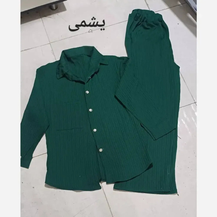 ست شومیز و شلوار زنانه جنس ایوا کراش فری سایز مناسب سایز 38 تا 46