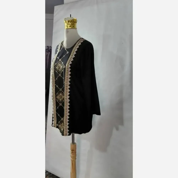 شومیز سنتی زنانه جنس کراش رنگ مشکی سایز فریسایز