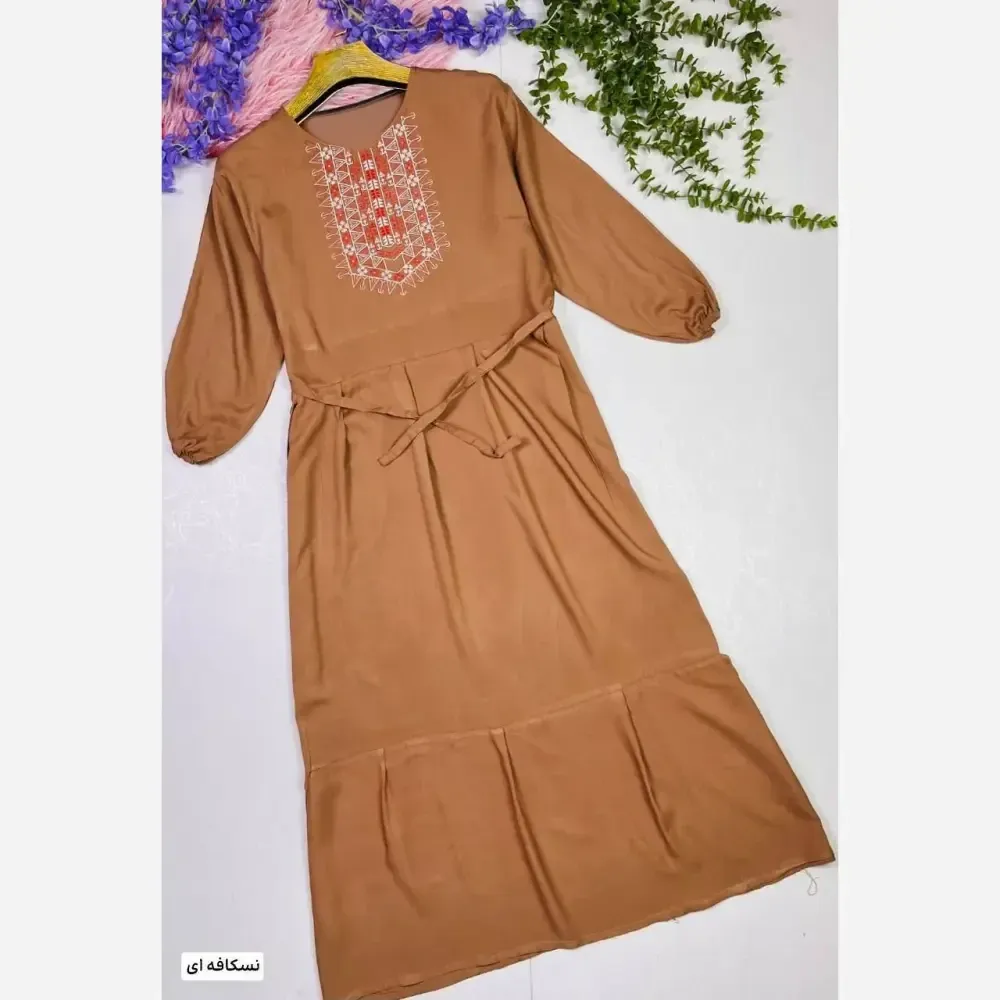 پیراهن ساحلی زنانه نخی گلدوخت سایز 40 تا 50
