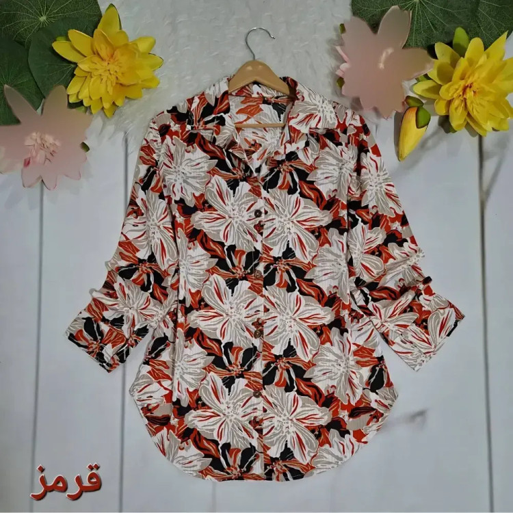 شومیز زنانه کرسپو پفکی آستین مچ دکمه فری سایز مناسب 38 تا 46