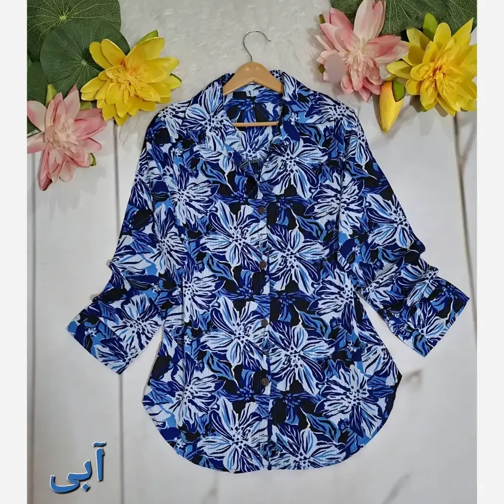 شومیز زنانه کرسپو پفکی آستین مچ دکمه فری سایز مناسب 38 تا 46