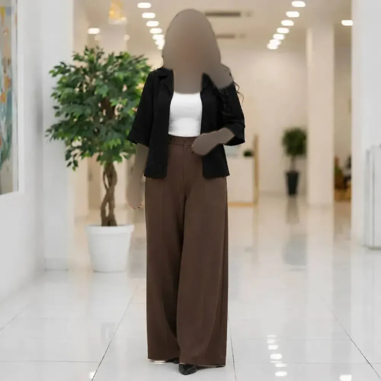 شومیز زنانه محرمی جنس حصیری شیشهای آستین سه ربع فری سایز مشکی