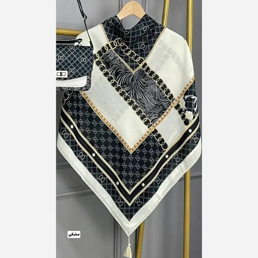 روسری نخی قواره 130 طرح گوچی پاپیون منگوله دار