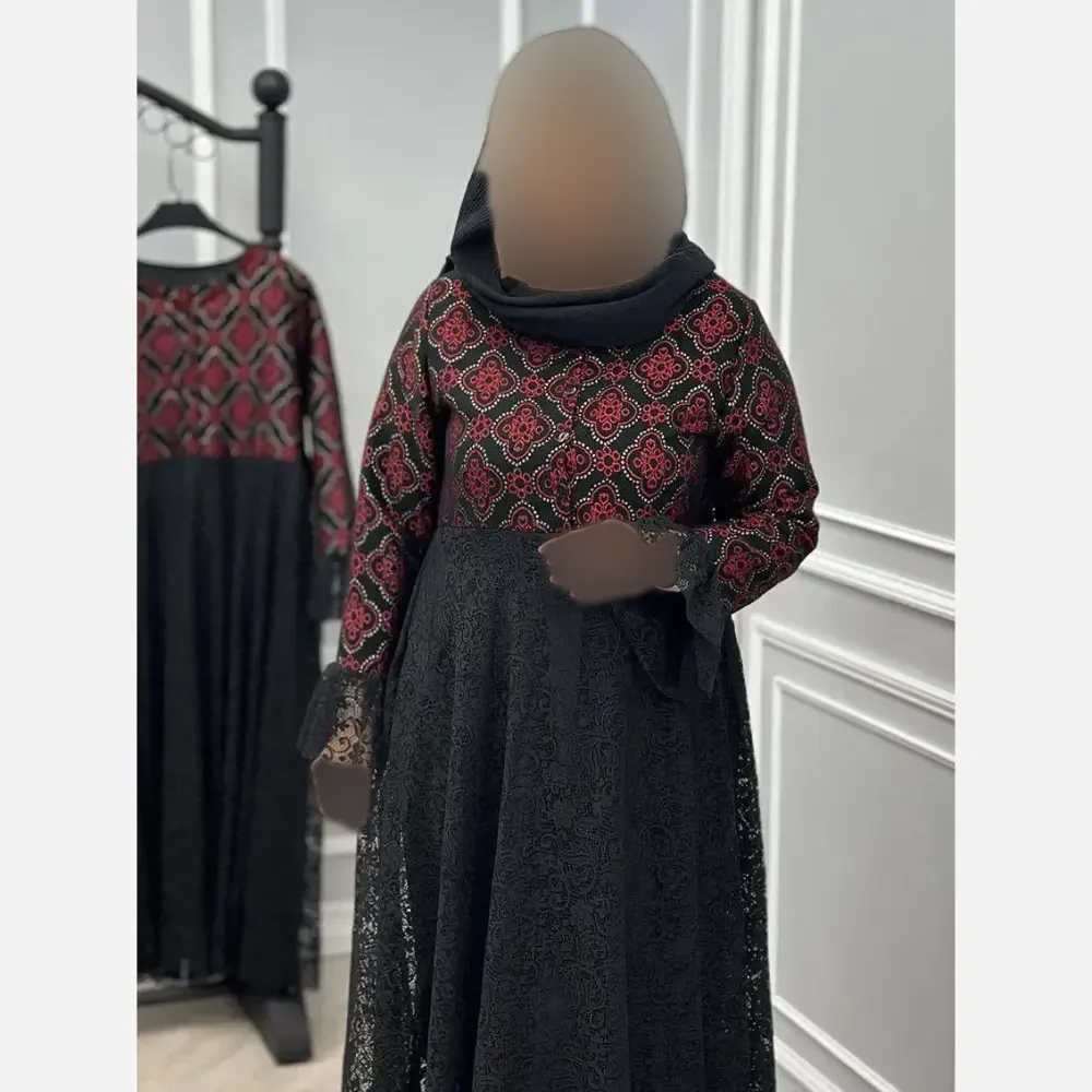 پیراهن مجلسی زنانه مدل فاخر بالاتنه تافته و دامن دانتل سایز فری 38 تا 46
