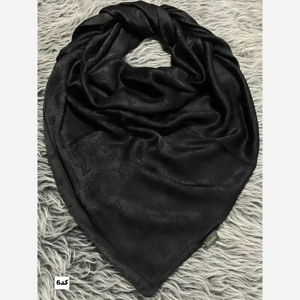 روسری مشکی ژاکارد قواره 140 دور دوخت