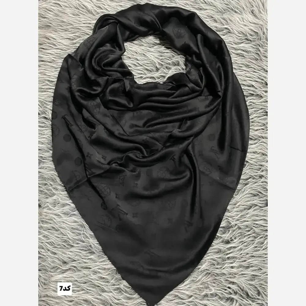 روسری مشکی ژاکارد قواره 140 دور دوخت