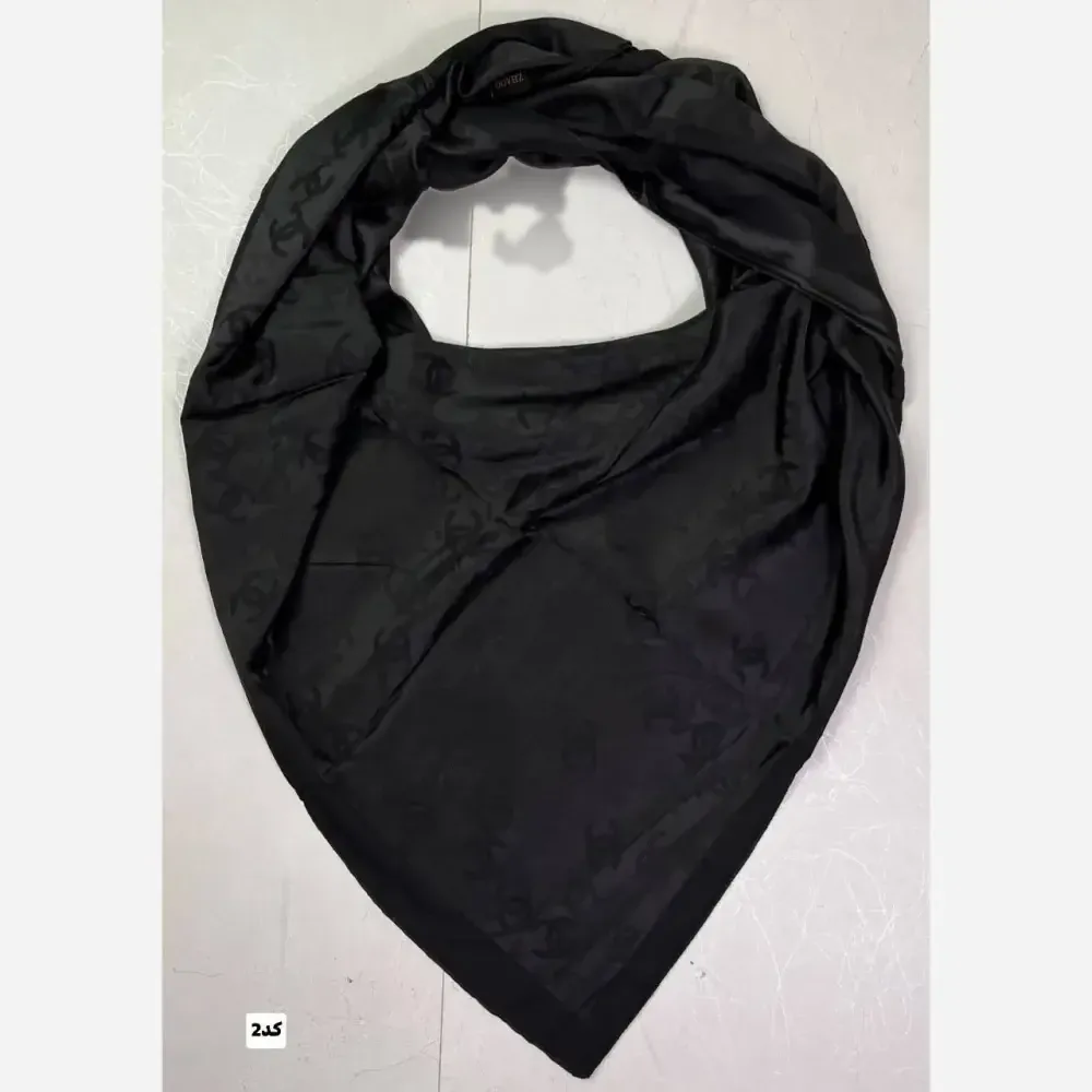 روسری مشکی ژاکارد قواره 140 دور دوخت