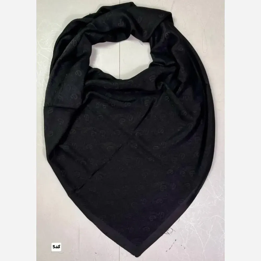 روسری مشکی ژاکارد قواره 140 دور دوخت