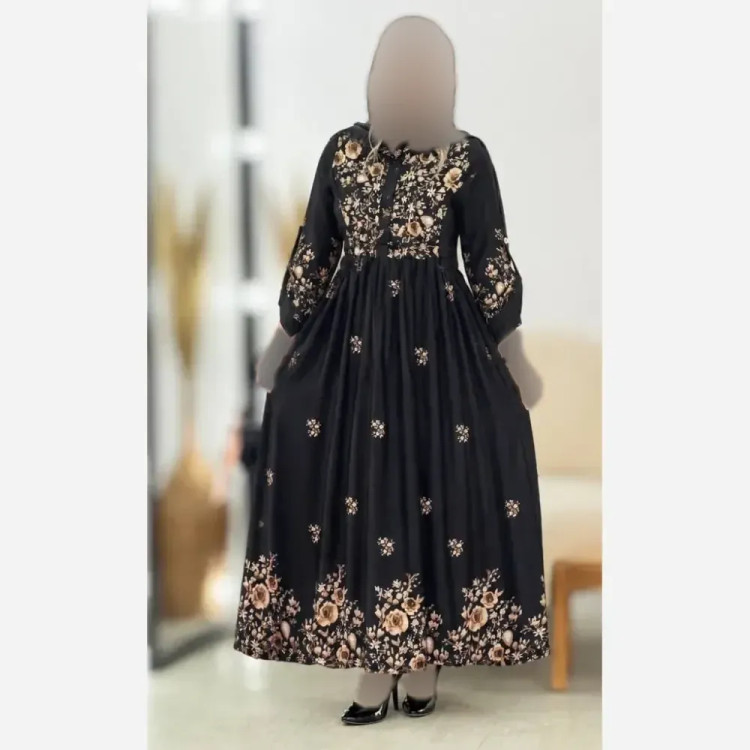 پیراهن زنانه مدل زنبق جنس بوگاتی فری سایز 38 تا 46