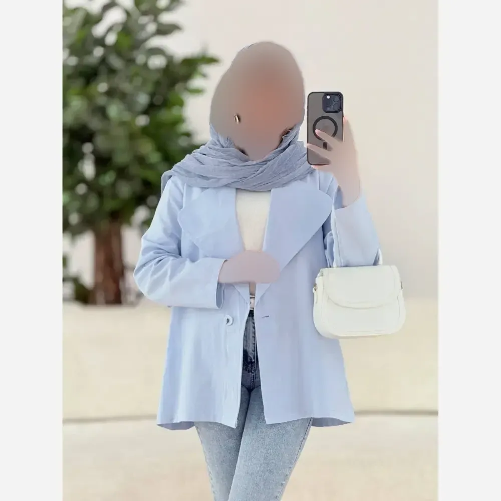 کت زنانه یقه انگلیسی لینن فری سایز مناسب تا سایز 48