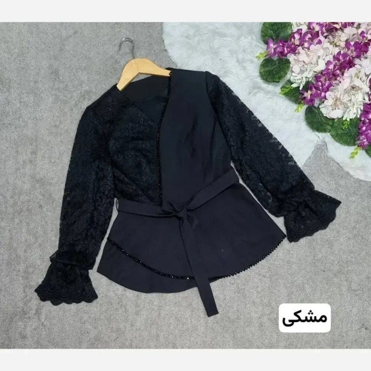 شومیز مجلسی زنانه مدل گلوریا جنس مازراتی و گیپور مزون دوز