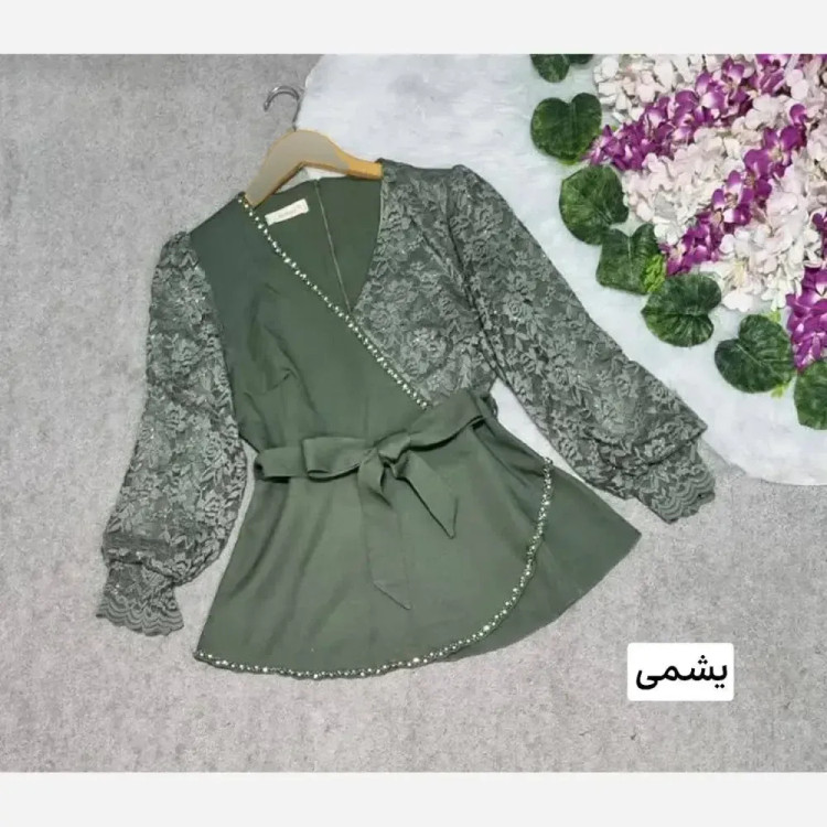 شومیز مجلسی زنانه مدل گلوریا جنس مازراتی و گیپور مزون دوز