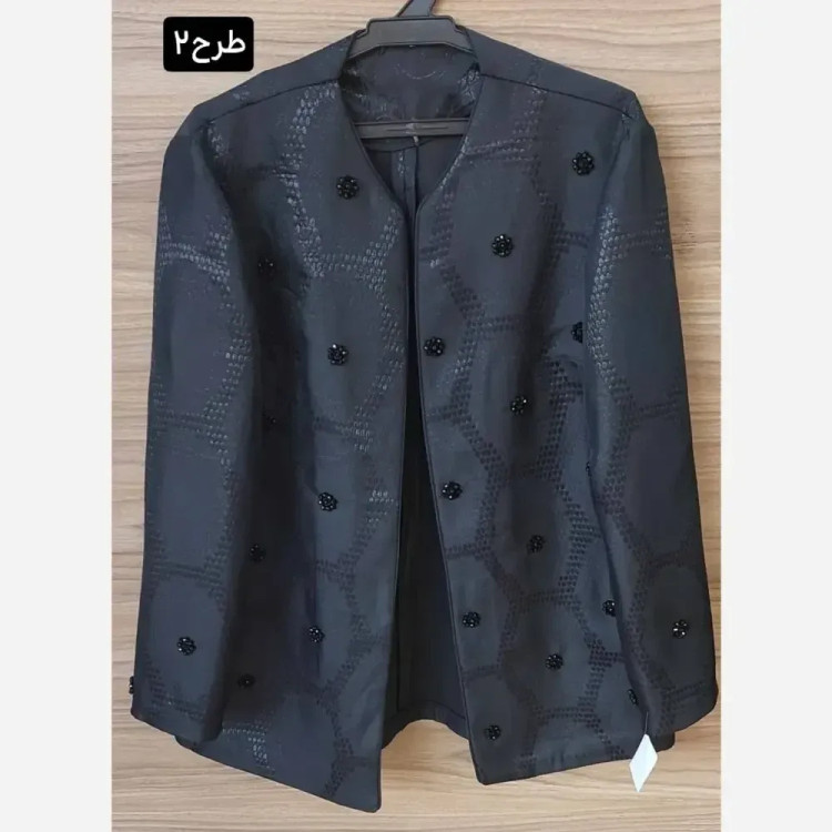 کت تک مجلسی زنانه مدل کاترین جنس ژاکارد ابریشم کریستال دوزی شده سایز 38 تا 48