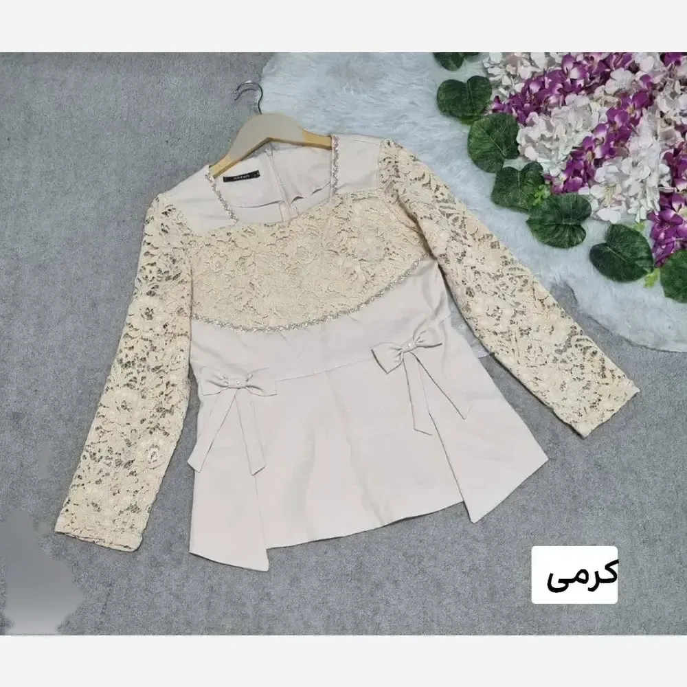 شومیز زنانه مدل روژان جنس مازراتی و گیپور خارجی در رنگبندی متنوع سایز 36 تا 44