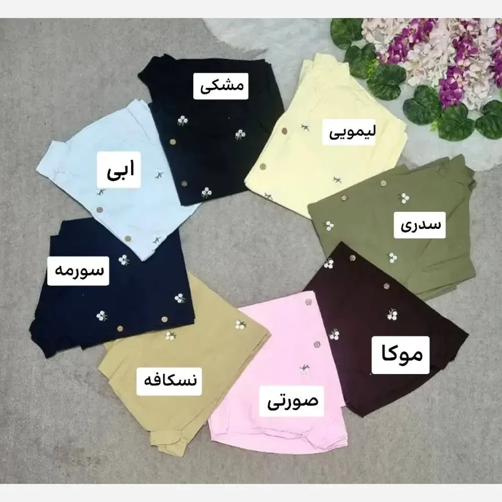 شومیز زنانه الیاف طبیعی طرح سه گل گلدوزی شده فری سایز