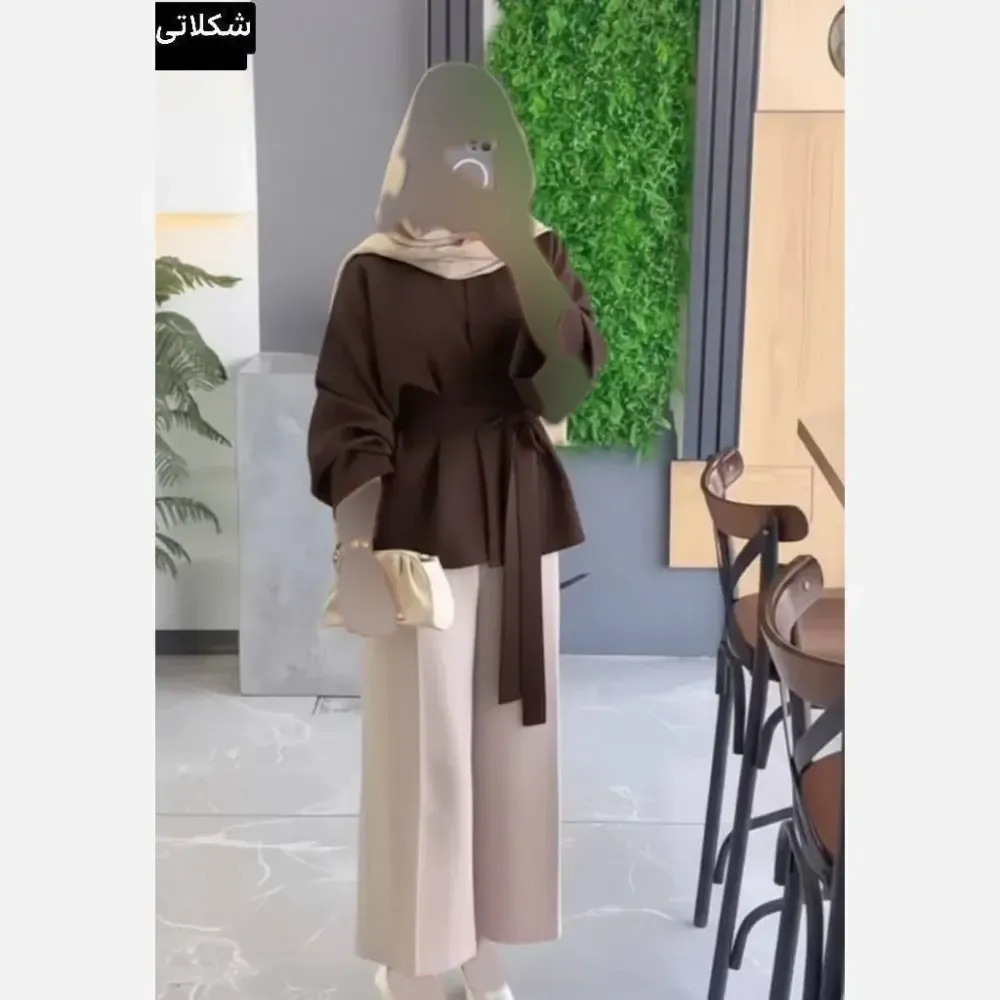 ست مانتو و شلوار بهاره جنس مازراتی فری سایز تا 48 با شلوار استخوانی
