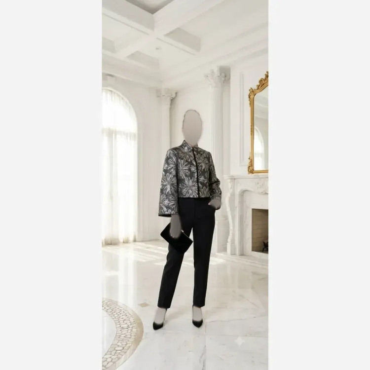 کراپ کت مجلسی زنانه مدل نگار جنس ژاکارد ابریشم فری سایز
