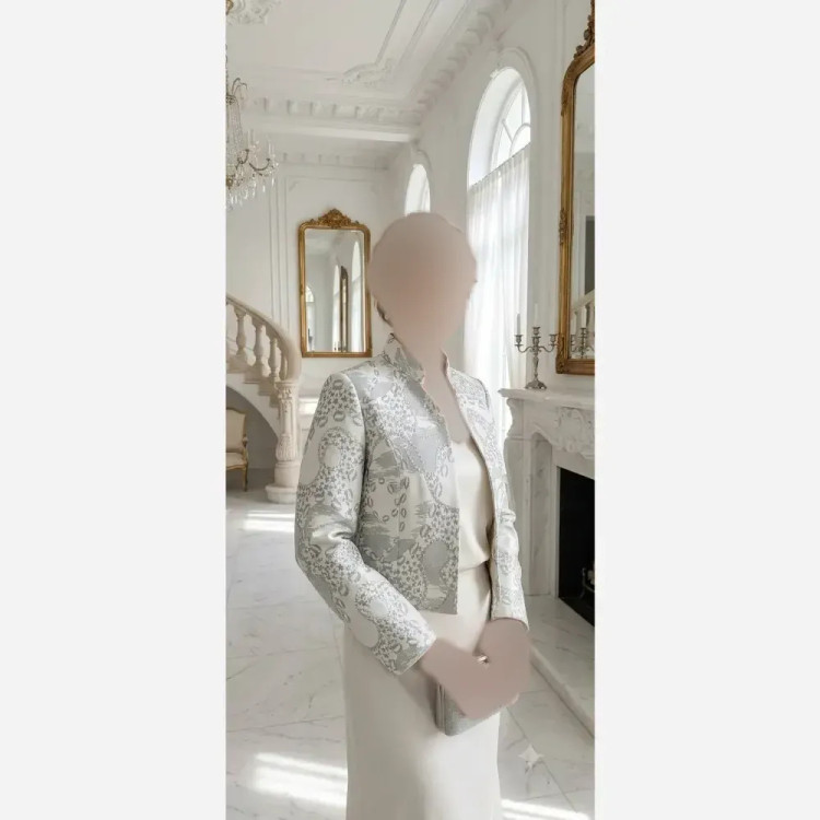 کراپ کت مجلسی زنانه مدل نگار جنس ژاکارد ابریشم فری سایز