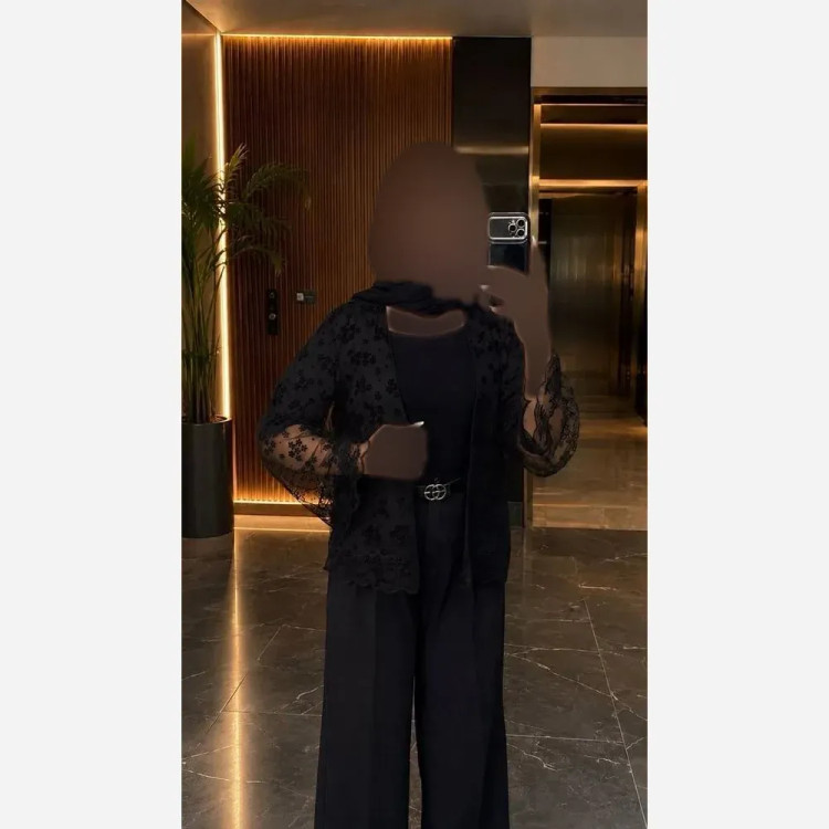 کت تک مجلسی زنانه مدل گل گچی دانتل کریستال دوزی شده فری سایز