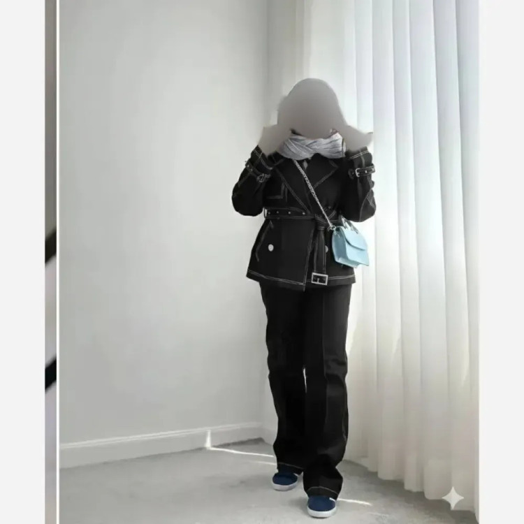 ست کت و شلوار زنانه طرح جین کتان ضخیم سایز بزرگ 40 تا 48