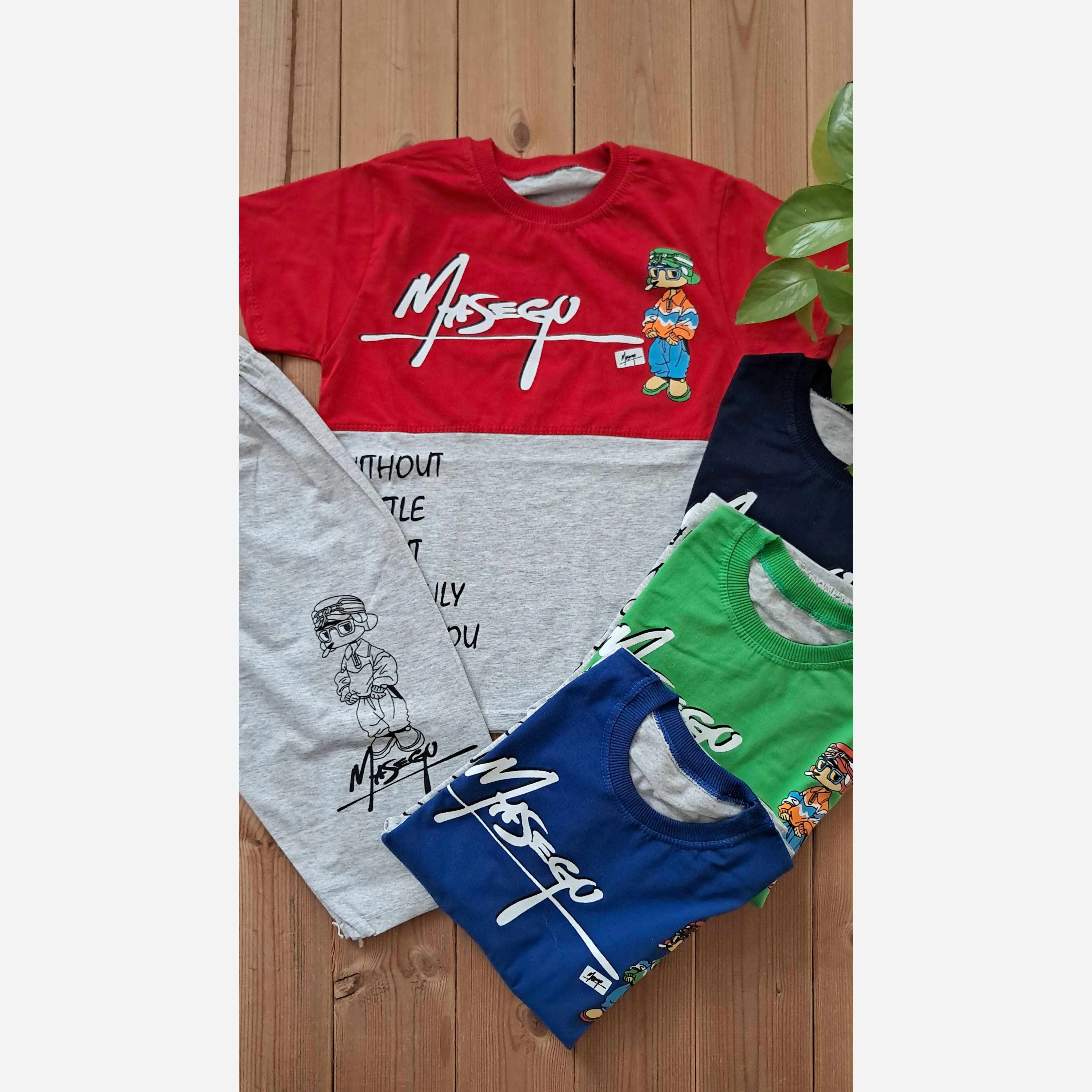 ست تیشرت و شلوارک پسرانه طرح لاک پشت نینجا جنس پنبه یک رو و ملانژ