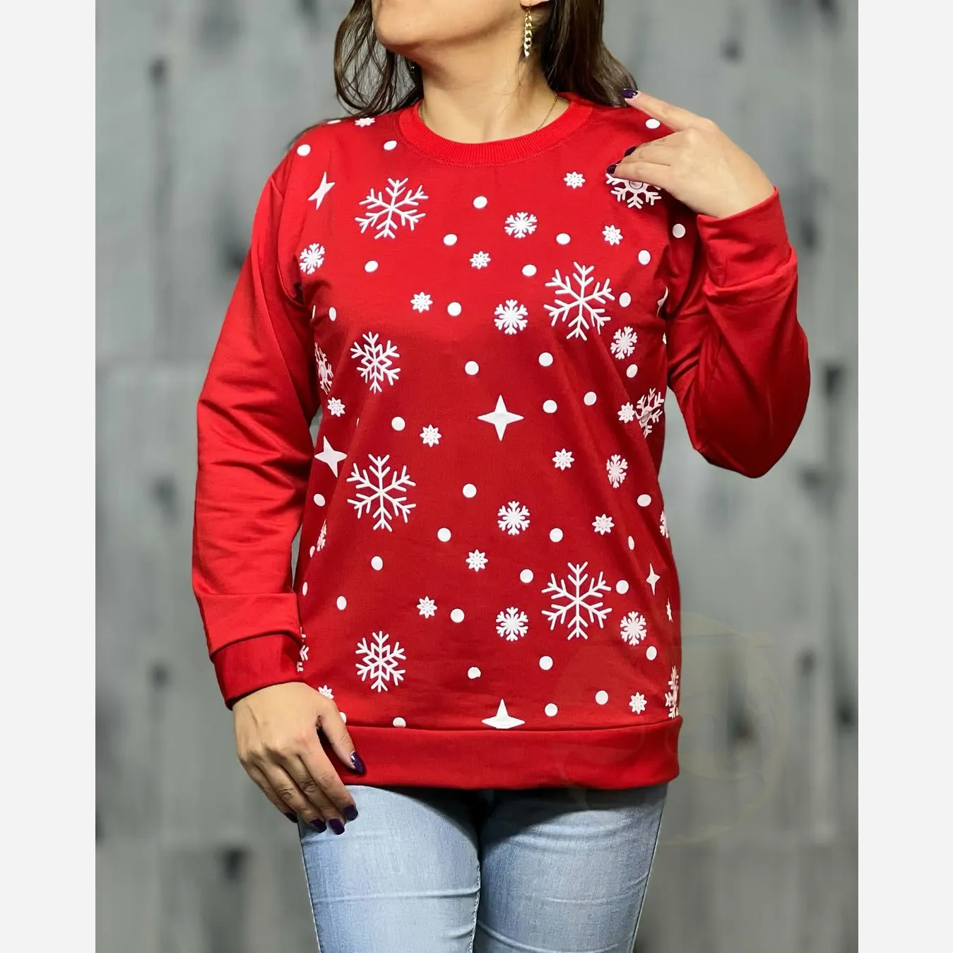 بلوز زنانه یقه گرد طرح دار جنس دورس مناسب سایز 36 تا 44