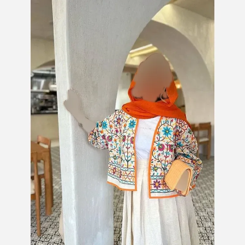 کت و دامن زنانه جنس لینن فری سایز تا 48 مدل خرم