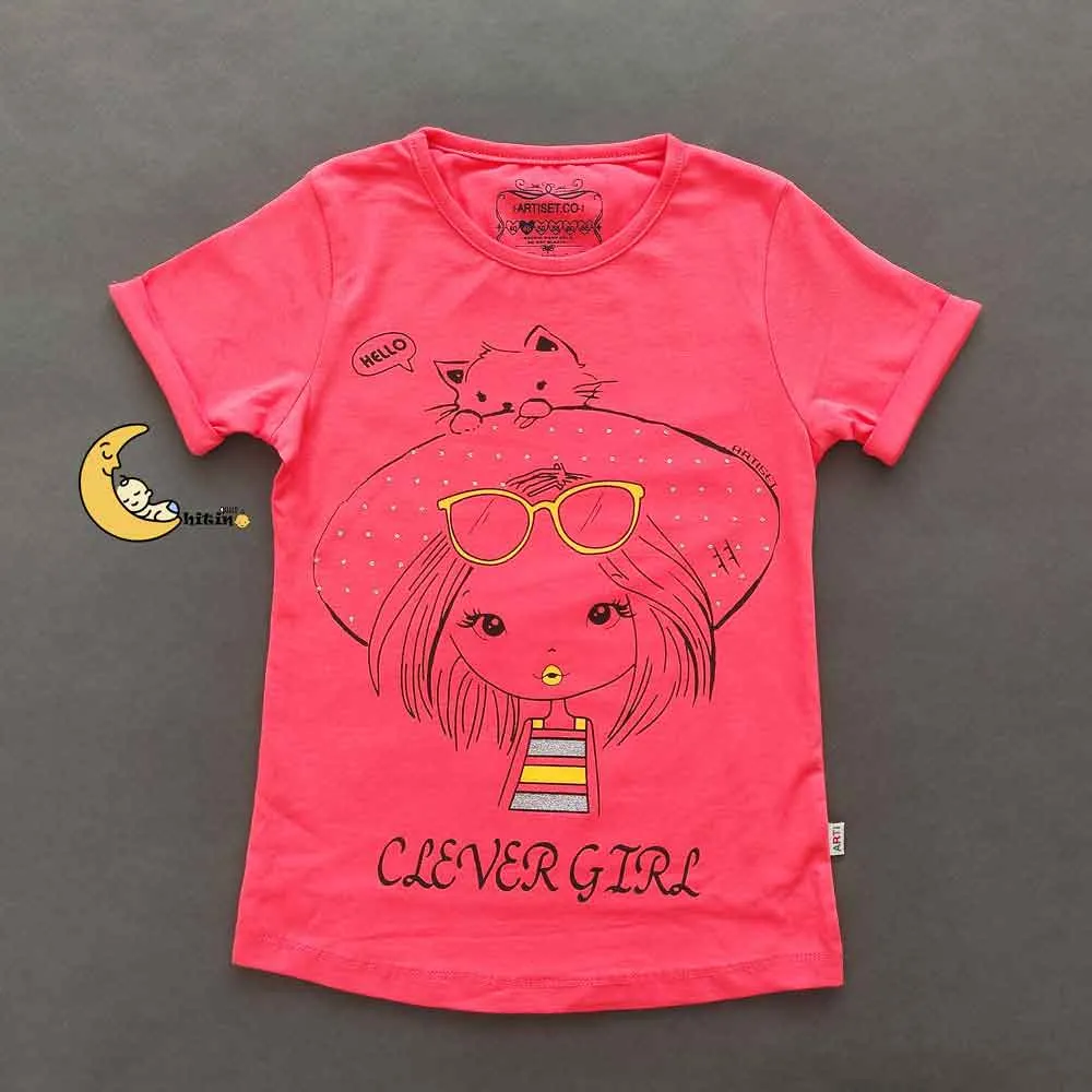 ست تیشرت و شلوارک دخترانه نخ پنبه طرح دار سایز 45 تا 55