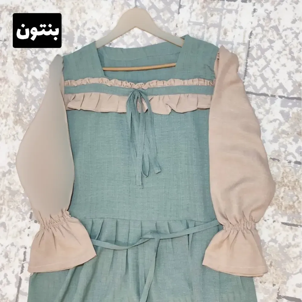 پیراهن زنانه مدل ارغوان جنس شانتون زیپی فری سایز تا 46 با کمربند