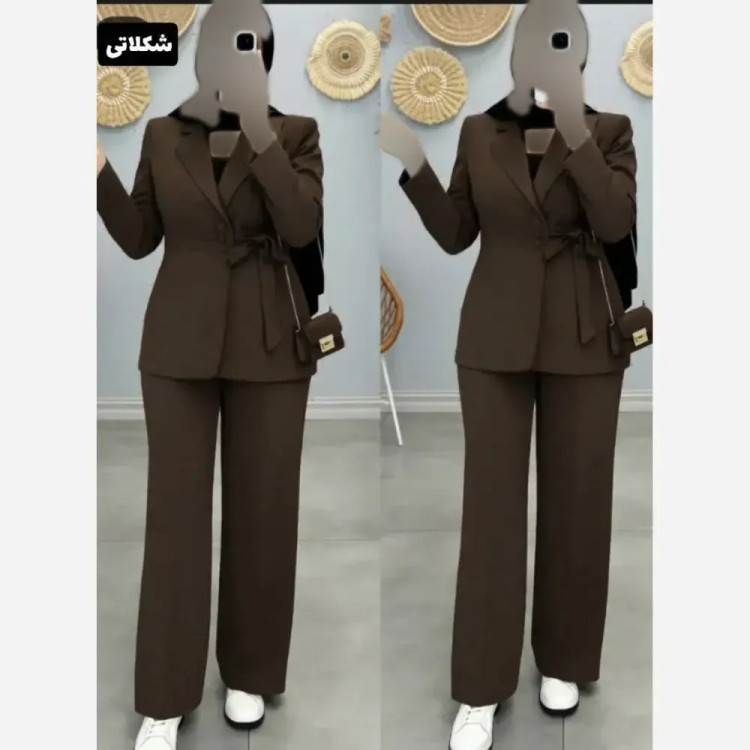 کت و شلوار زنانه مدل نسترن جنس مازراتی با قد کت 75 و شلوار 105