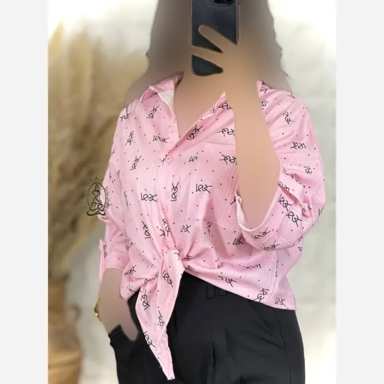 شومیز زنانه گره ای جنس لنین زنجیری فری سایز مناسب سایز 38 تا 48