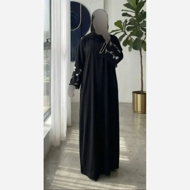پیراهن زنانه مجلسی مدل عباسلما جنس الیزه درجه یک رنگ مشکی