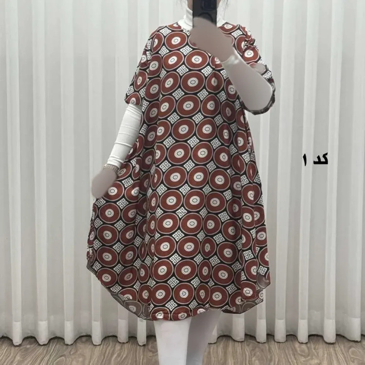 پیراهن ساحلی زنانه نخی آستین کوتاه فری سایز مناسب تا سایز 52 (4)
