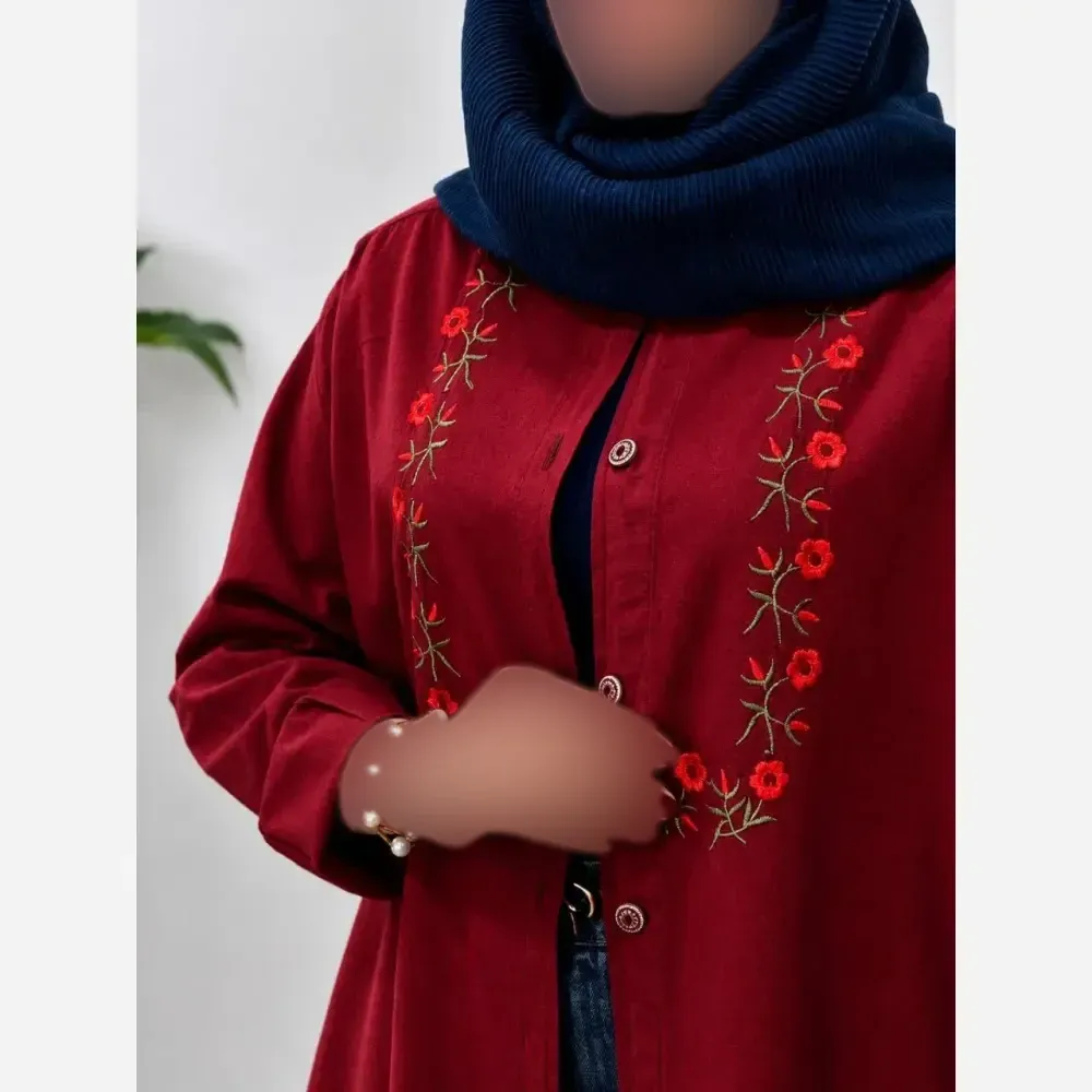 مانتو الیاف لنین گلدوزی شده مدل گلسار فری سایز 36 تا 46