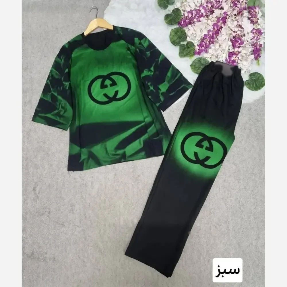 ست لباس زنانه راحتی رنگین کمان جنس پنبه درجه یک فری سایز 38 تا 48