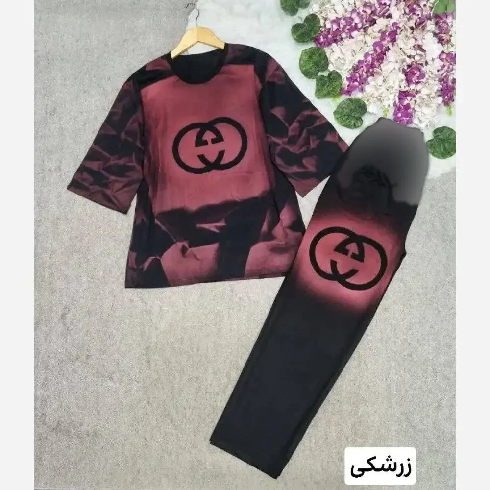 ست لباس زنانه راحتی رنگین کمان جنس پنبه درجه یک فری سایز 38 تا 48