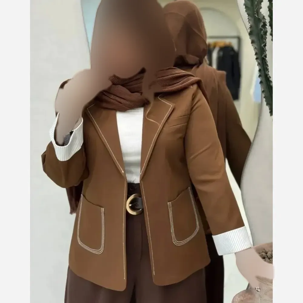 کت زنانه آستین دیپلمات جنس مازراتی درجه یک با جیب کاربردی