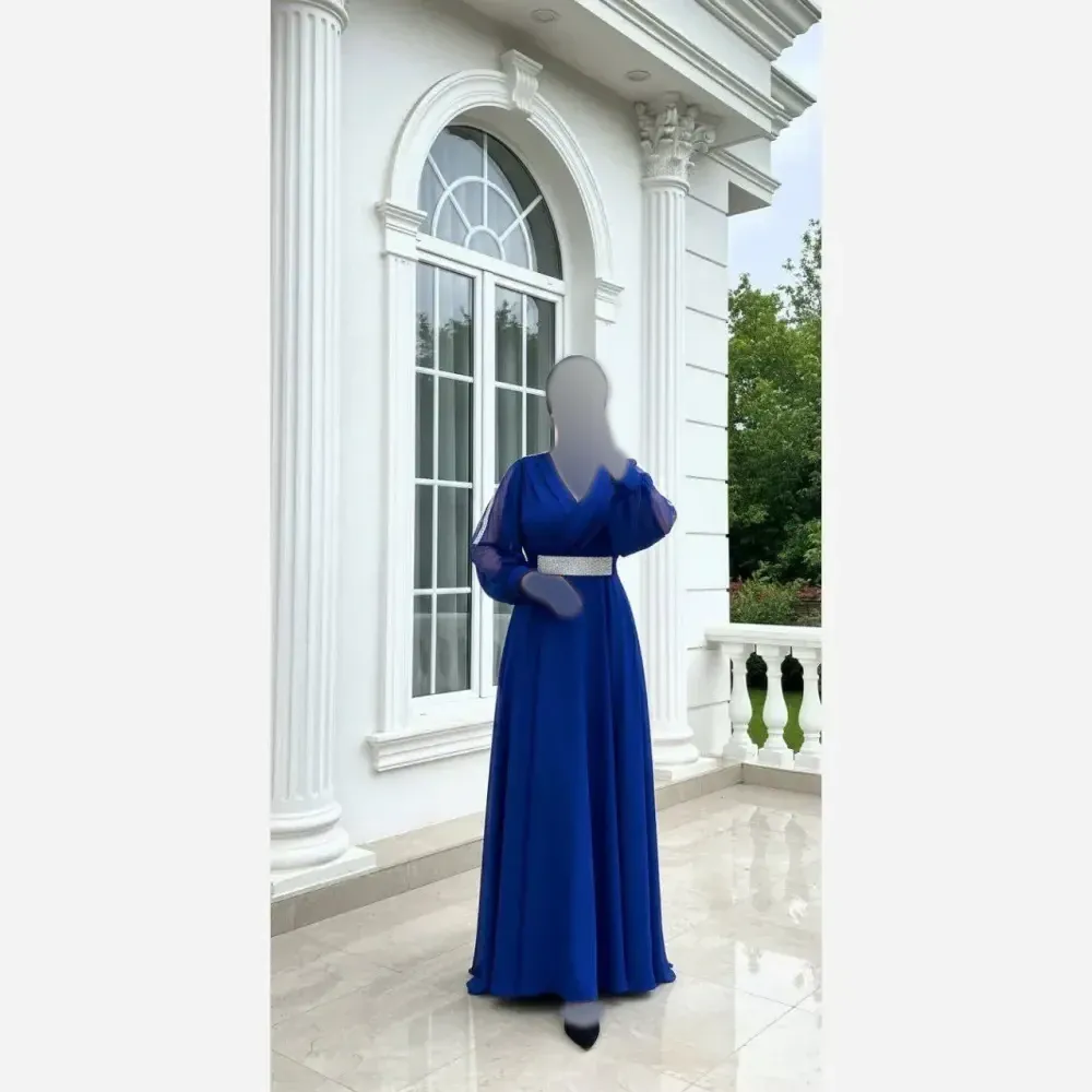 پیراهن ماکسی زنانه حریر کمربند دار با خرج کار لواشکی قد 155