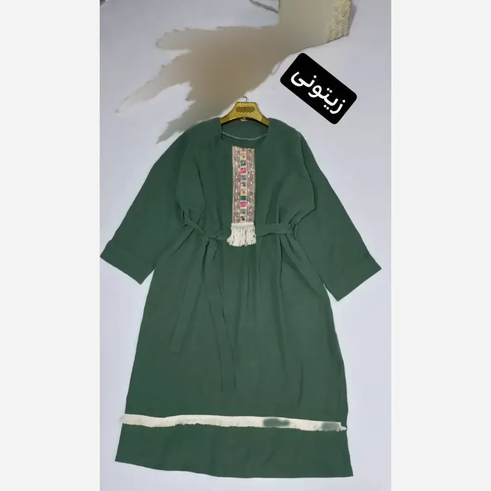 کفتان زنانه نوار کنفی جنس موسلین دبل فیس فری سایز (2)
