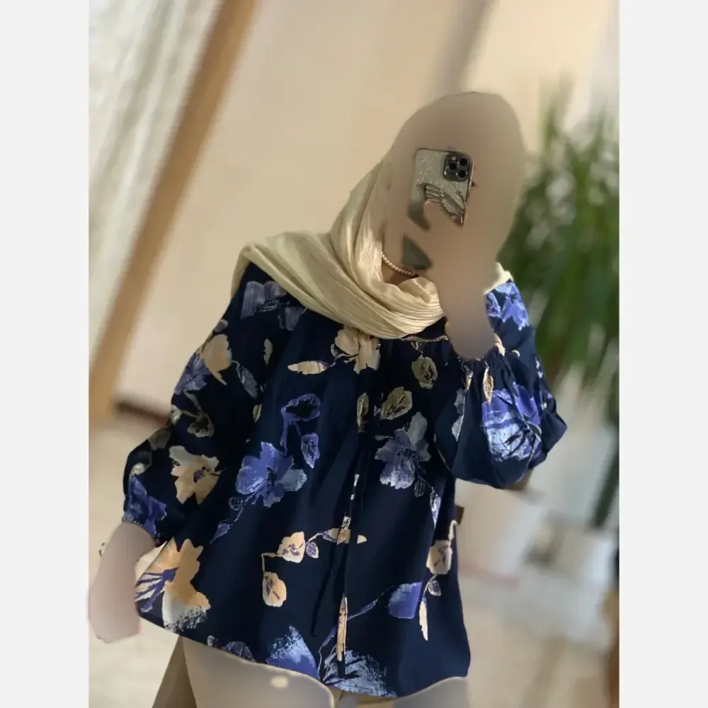 شومیز عروسکی گلدار لنین ایتالیایی فری سایز زنانه