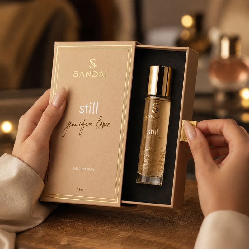 عطر جیبی زنانه صندل مدل still jennifer lopez با رایحه گلی و تند حجم 33 میلیلیتر