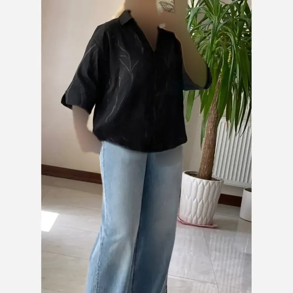 شومیز زنانه پشت پیله جنس صوفیا ژاکارد رنگ مشکی سایز فری