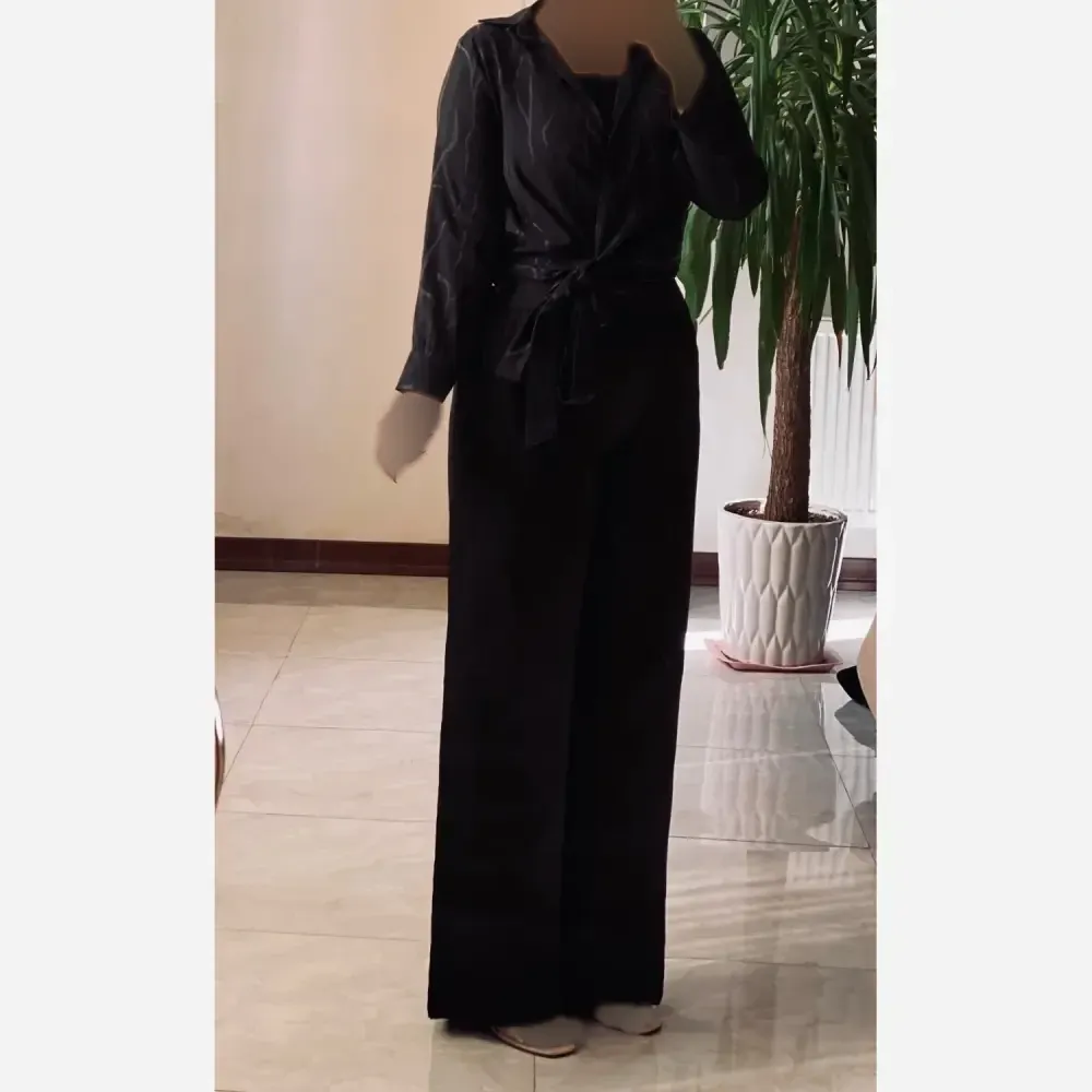 شلوار بگ زنانه پارچه مازراتی رنگ مشکی سایز L تا 2XL