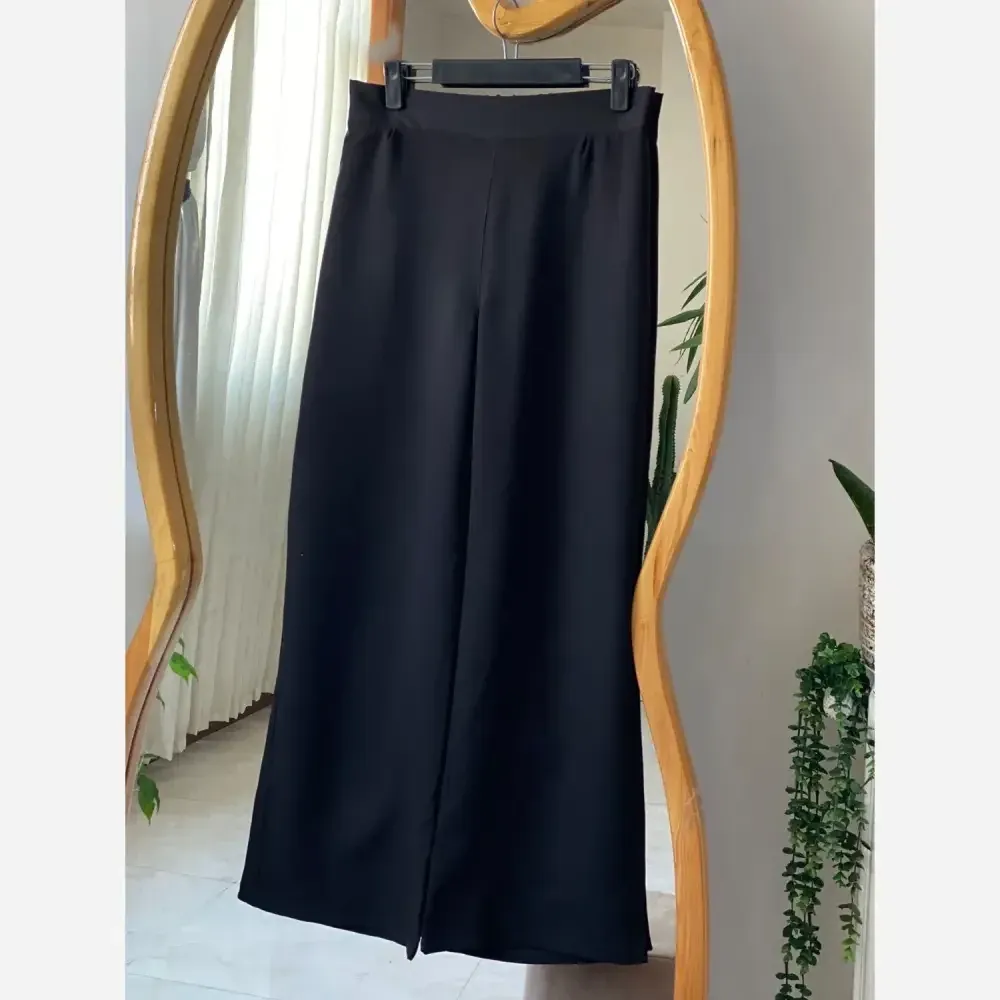 شلوار بگ زنانه پارچه مازراتی رنگ مشکی سایز L تا 2XL