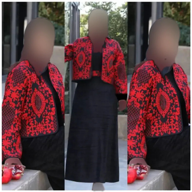 ست سارافون و کت زنانه مدل ترنج جنس کرپ اندونزی و تافته سایز فری 36 تا 46
