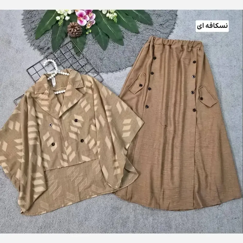 ست شومیز ژاکار کسمه و شلوار شانتون زنانه فری سایز 36 تا 46 (2)